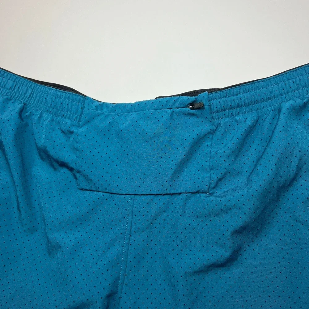 Awry Men's Running Shorts XL Teal Perforated Split Leg Liner Zip Pocket Gym